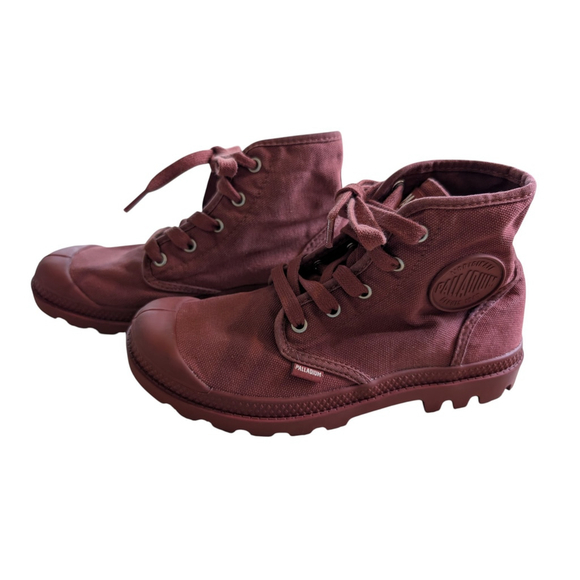 Palladium Pampa Hi Canvas Boots Wax Red Canvas Size 7.5 100% Vegan - Picture 2 of 12